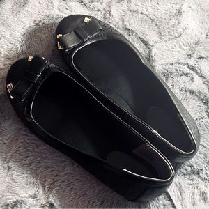 Guess Ballet Flats Black with Leather and Logo Fabric Size 9M